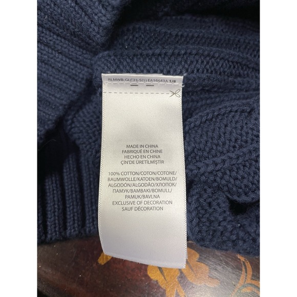NWT Polo Ralph Lauren Womens Blue Cableknit V Neck Sweater Preppy Classic Work M - Picture 14 of 16